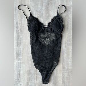 HOLLISTER Gilly Hicks Black Lace Padded Spaghetti Strap Bodysuit Size XS/S
